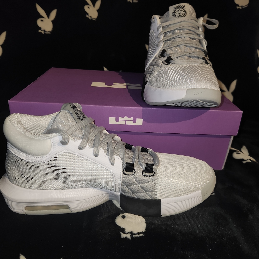 LeBron White and Gray Men's Sneakers
